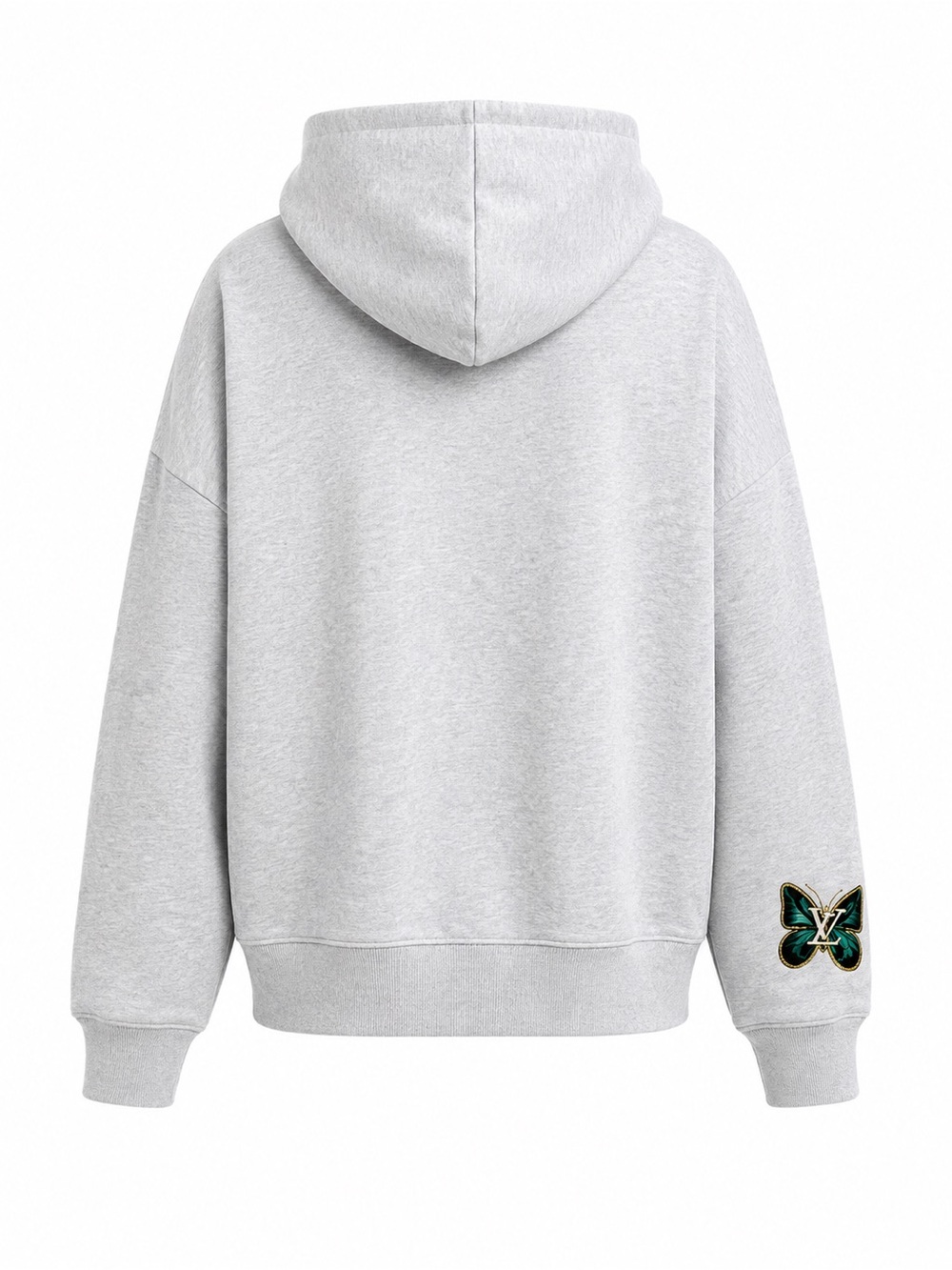 PLUS SIZE Gray Hoodie with Green Butterfly Logo - Picture 2 of 2